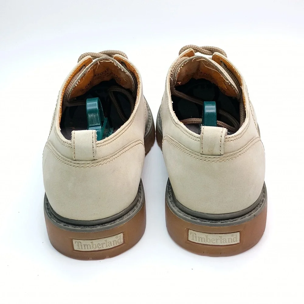 Timberland 970 Oxford Shoes Men Size 9.5M Beige Leather Lace Up Gum Sole